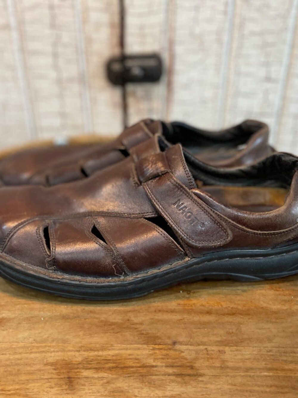 NAOT Brown Leather Fisherman Comfort Walking Sandals Mens US 12 - Picture 4 of 6